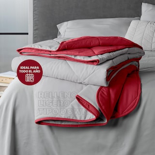 Foto 2 | Colcha Edredón Ligero Real Textil, Queen Size Gris-rojo Reversible