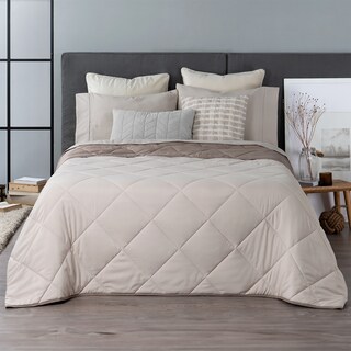 Foto 1 | Colcha Edredón Ligero Real Textil, Individual Marfil-taupe Reversible