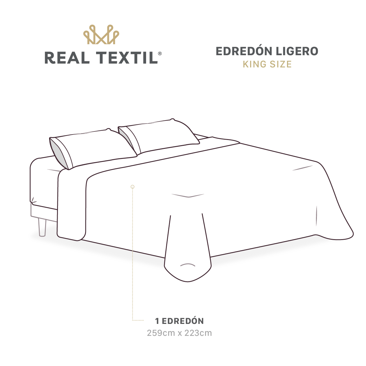 Foto 3 | Colcha Edredón Ligero Real Textil, King Size Gris-negro Reversible