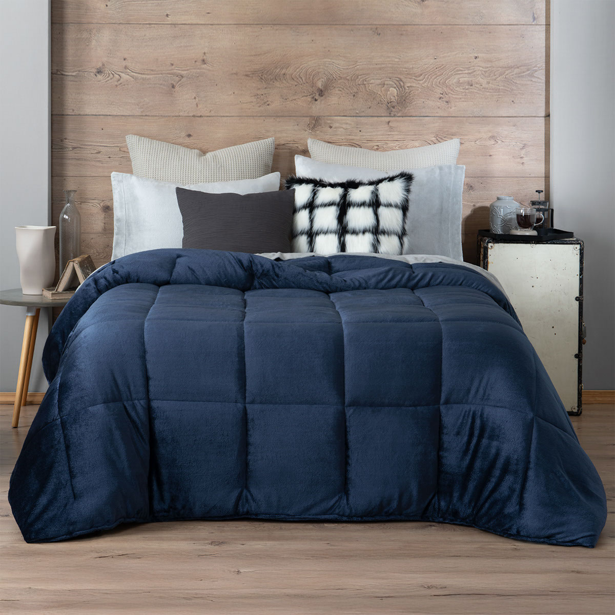 Cobertor Duvet Invernal Esquimal Azul Marino Queen Size