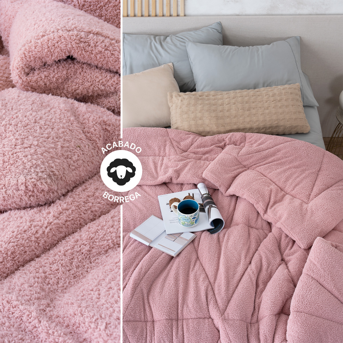 Foto 5 | Cobertor Borrega Real Textil Rosa King Size