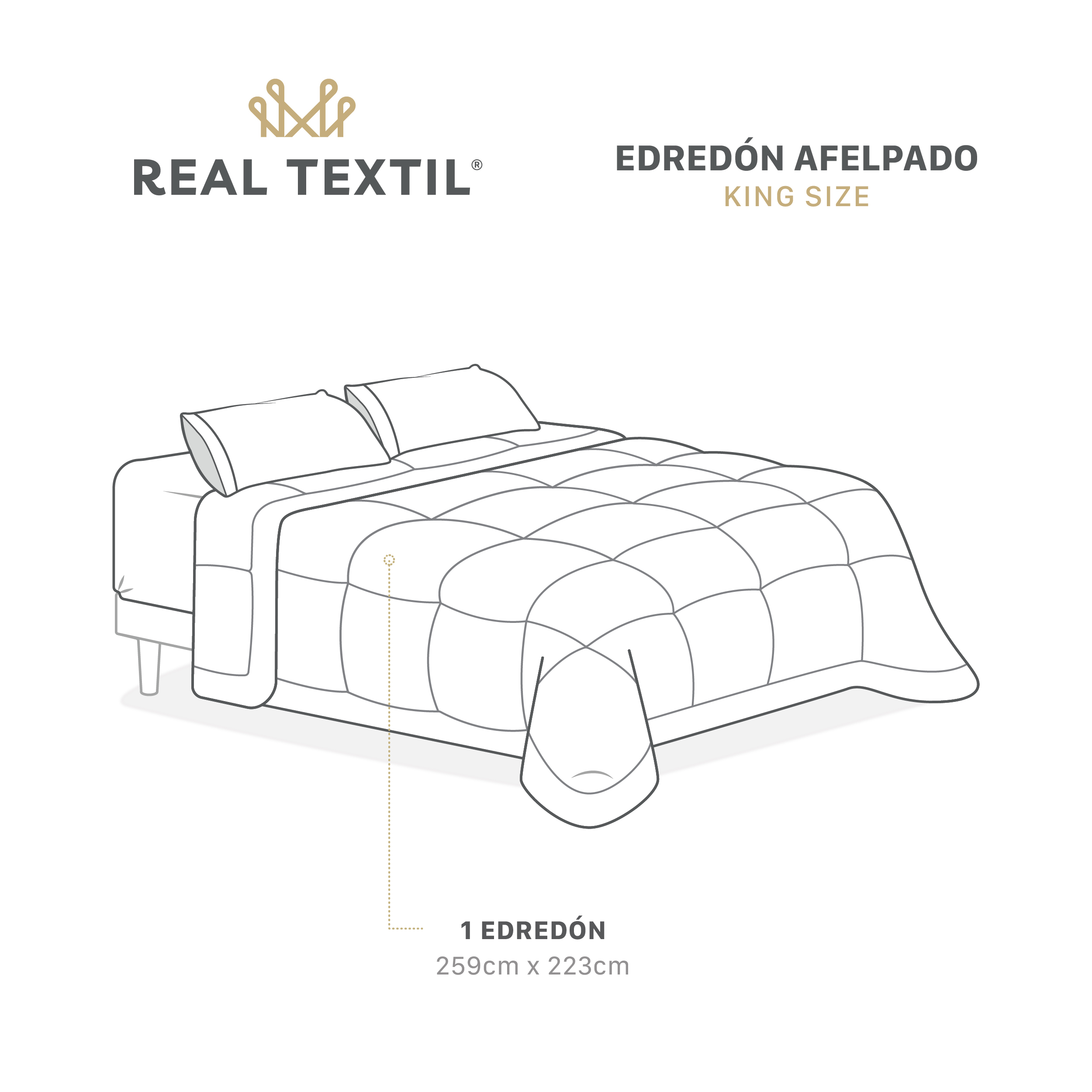 Foto 4 | Cobertor Borrega Real Textil Gris Claro-café King Size