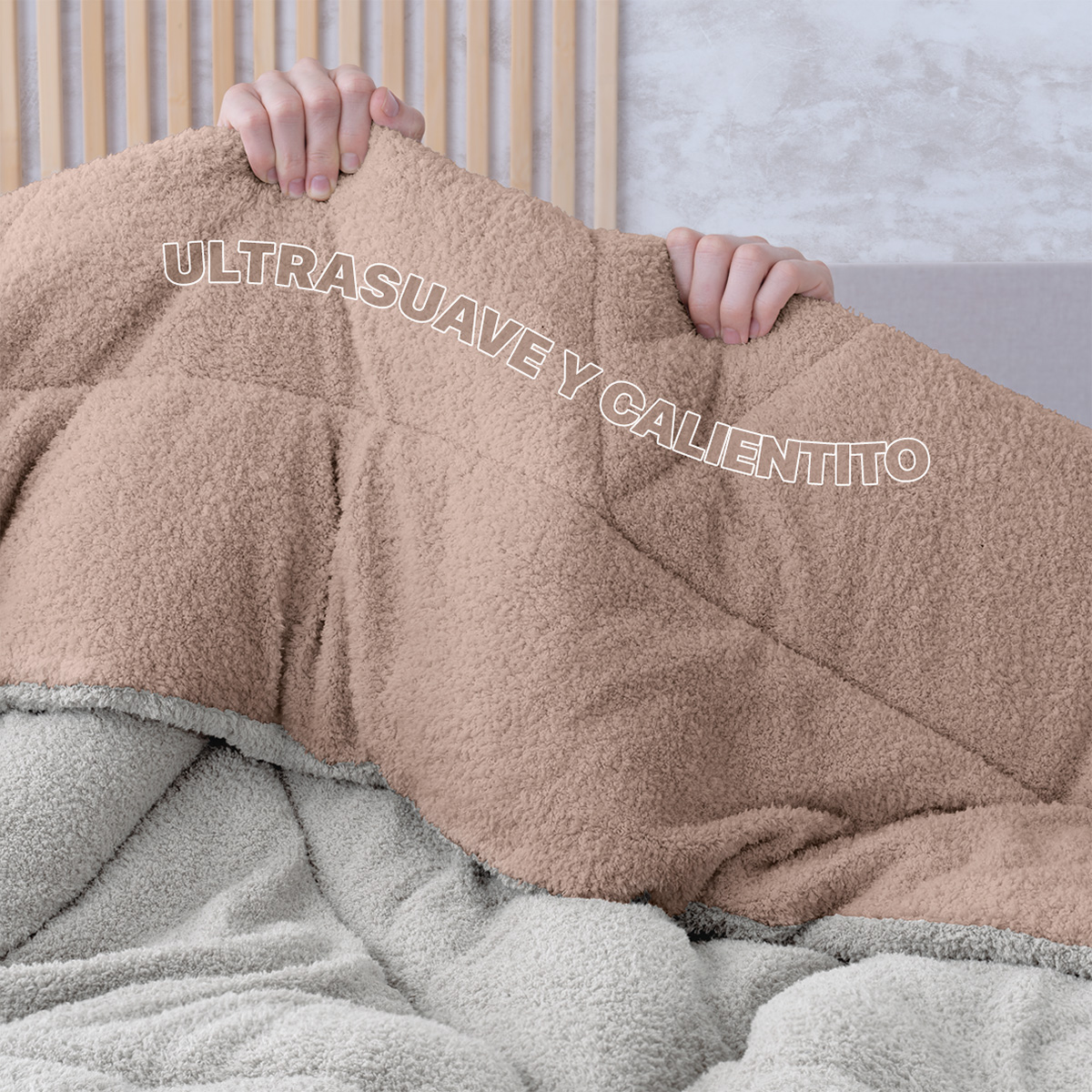 Foto 6 | Cobertor Borrega Real Textil Gris Claro-café King Size