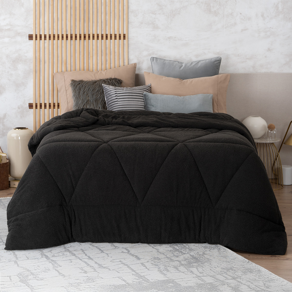 Cobertor Borrega Real Textil Negro King Size