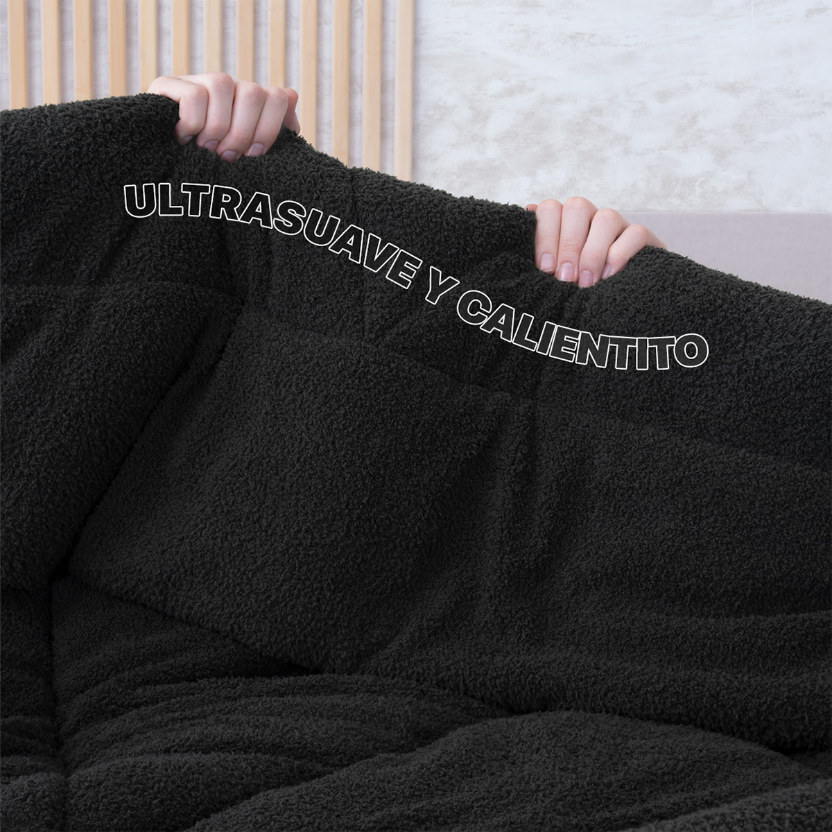 Foto 6 | Cobertor Borrega Real Textil Negro King Size