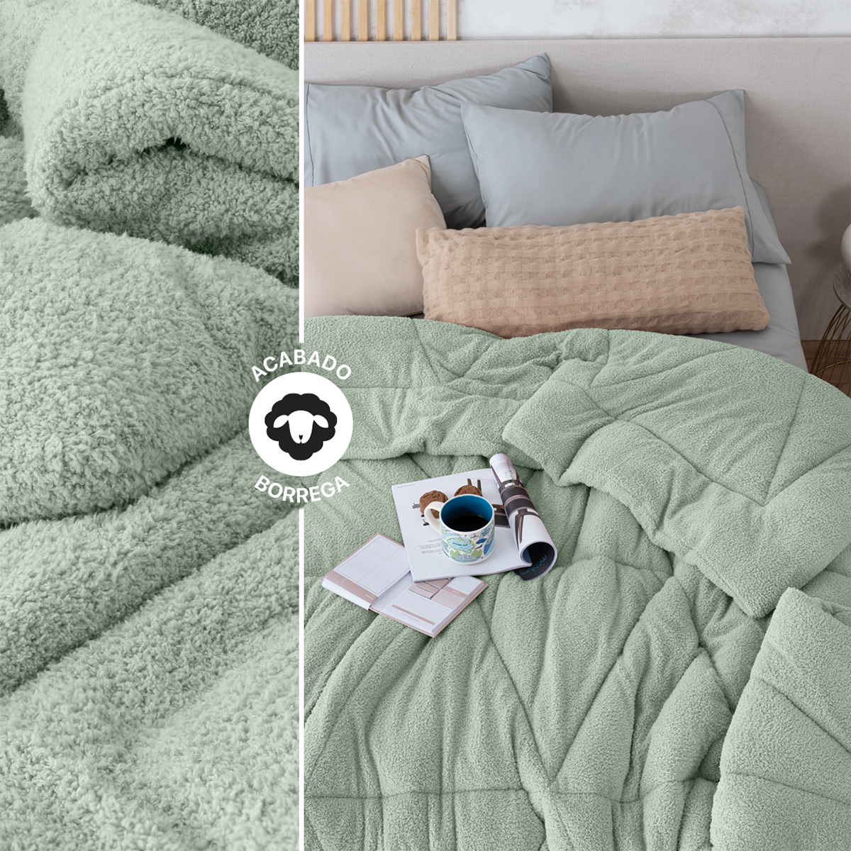 Foto 5 | Cobertor Borrega Real Textil Verde King Size