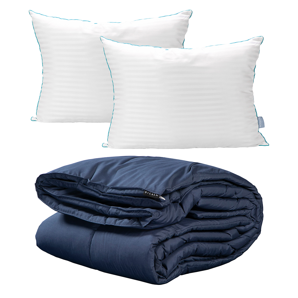 Edredón Hommy Azul Marino + Almohada Royal Twin Matrimonial/Queen Size