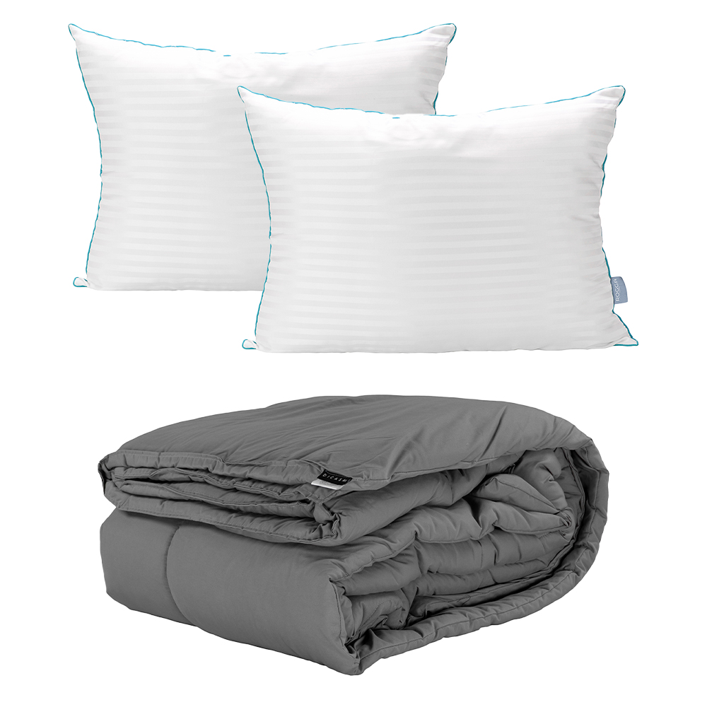 Edredón Hommy Gris Oxford + Almohada Royal Twin Matrimonial/Queen Size