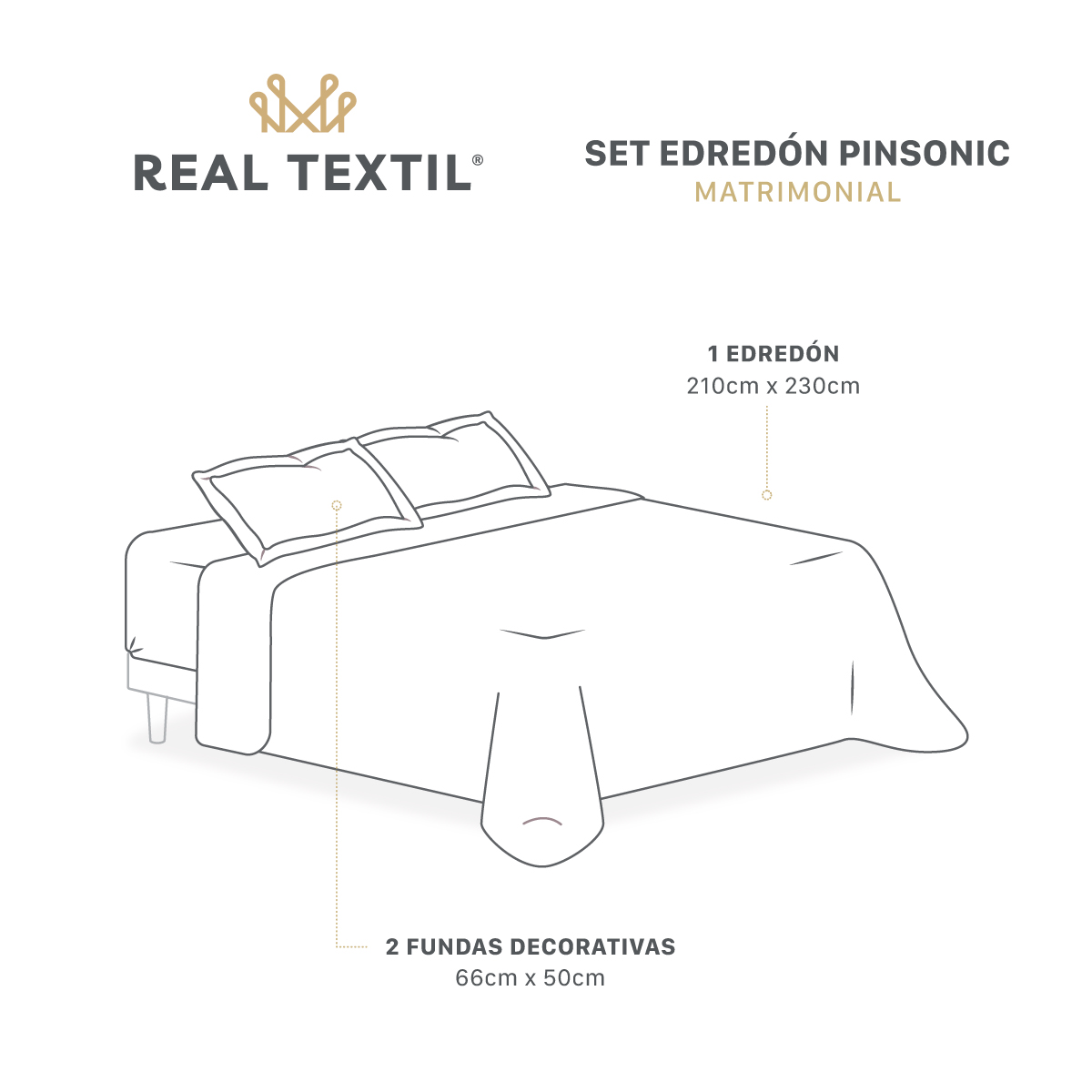 Foto 4 | Edredón Ligero Real Textil Matrimonial Beige y Negro con Pompones