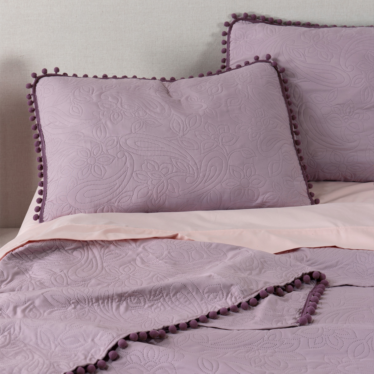 Foto 7 | Edredón Ligero Real Textil  King Size Lavanda y Morado con Pompones