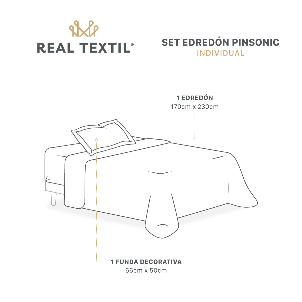 Foto 4 | Edredón Ligero Real Textil Individual Beige y Negro con Pompones