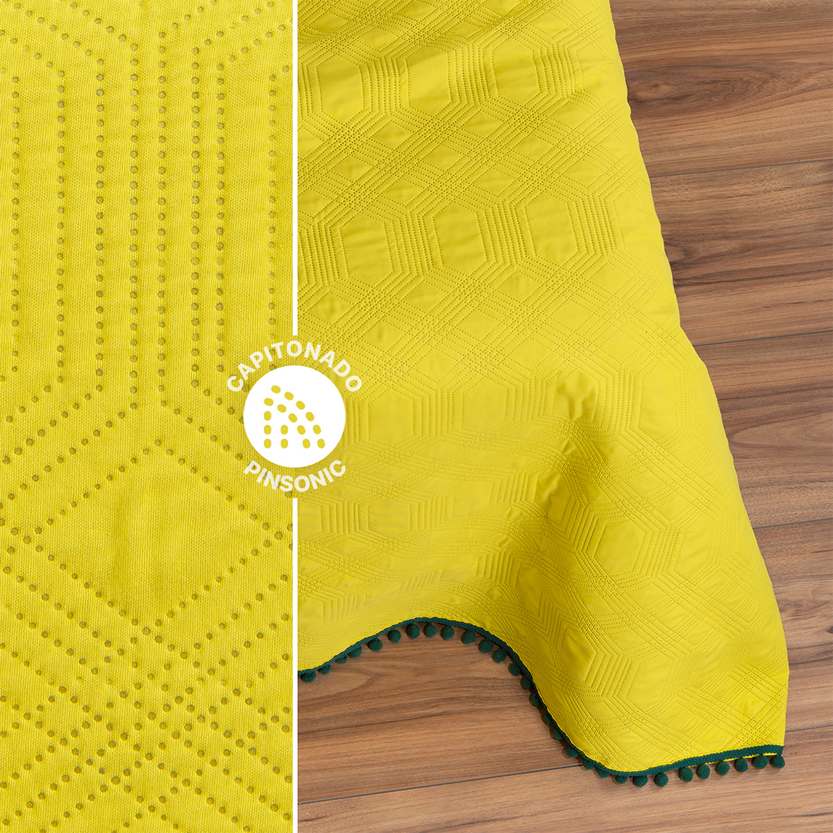 Foto 5 | Edredón Ligero Real Textil King Size Limón y Verde Oscuro con Pompones