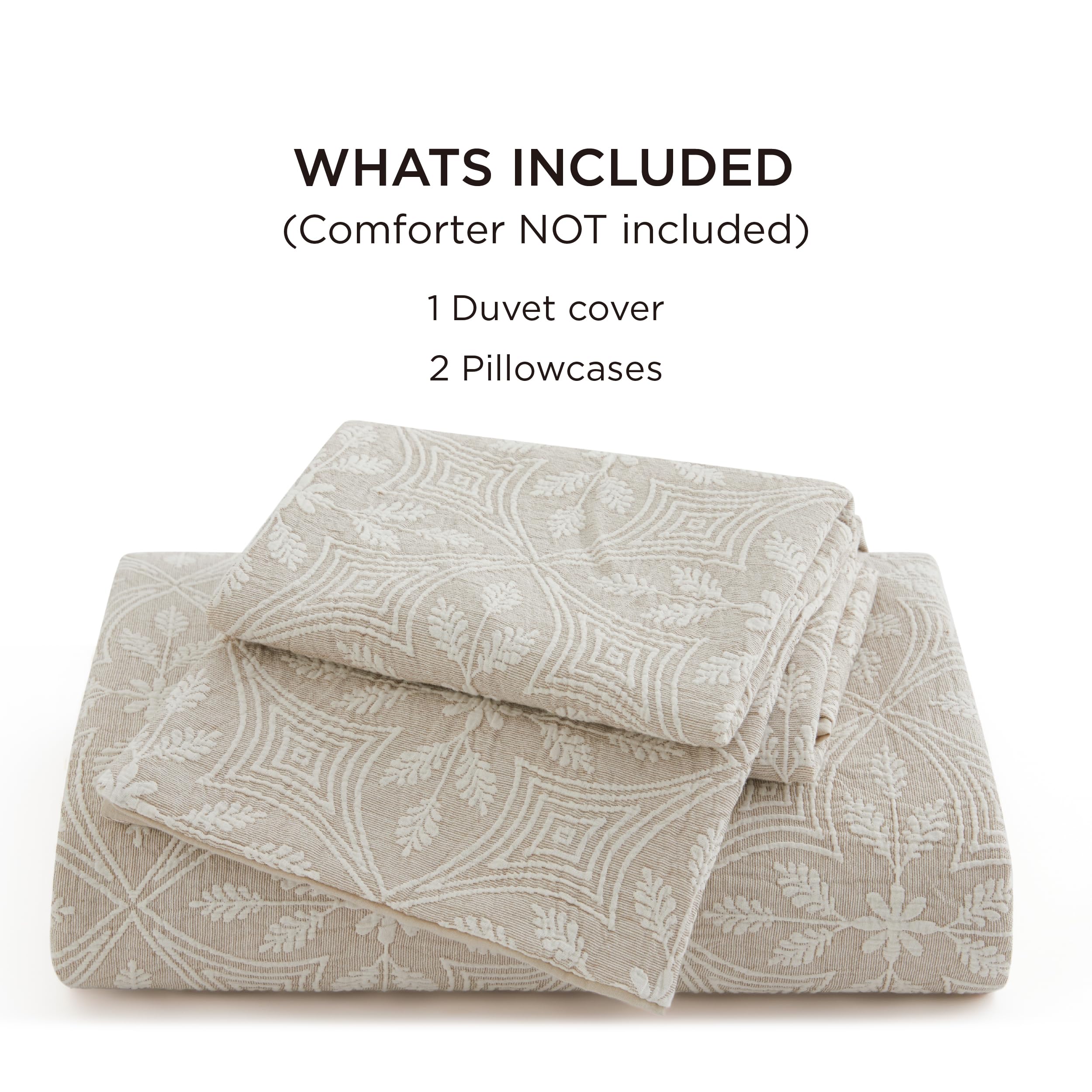 Foto 7 pulgar | Juego de Fundas de Edredón Algodón Queen Size Beige con 2 Fundas de Almohada - Venta Internacional