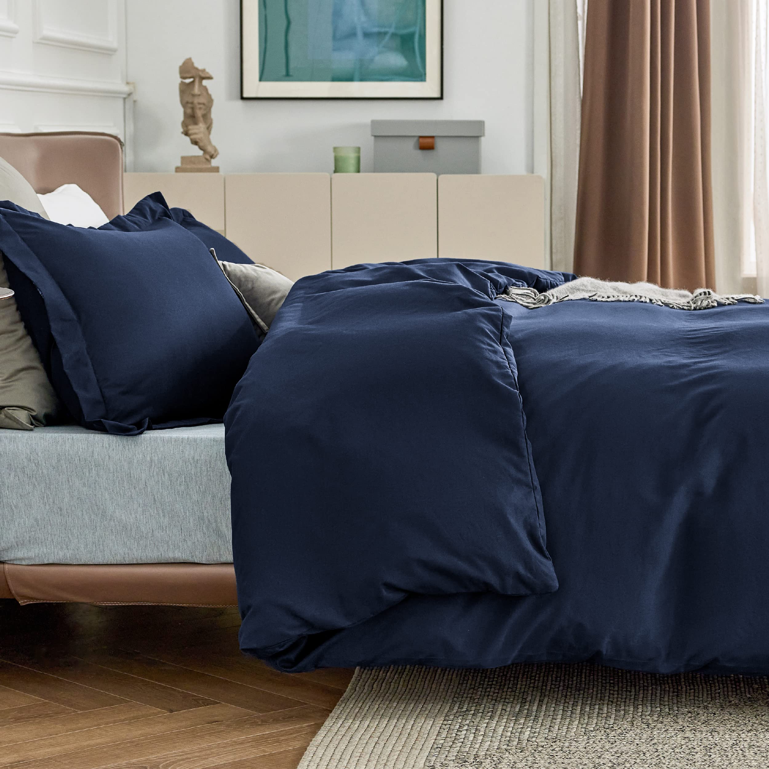 Foto 5 pulgar | Funda de Edredón Bedsure Doble Cepillada Queen Size Azul Marino - Venta Internacional