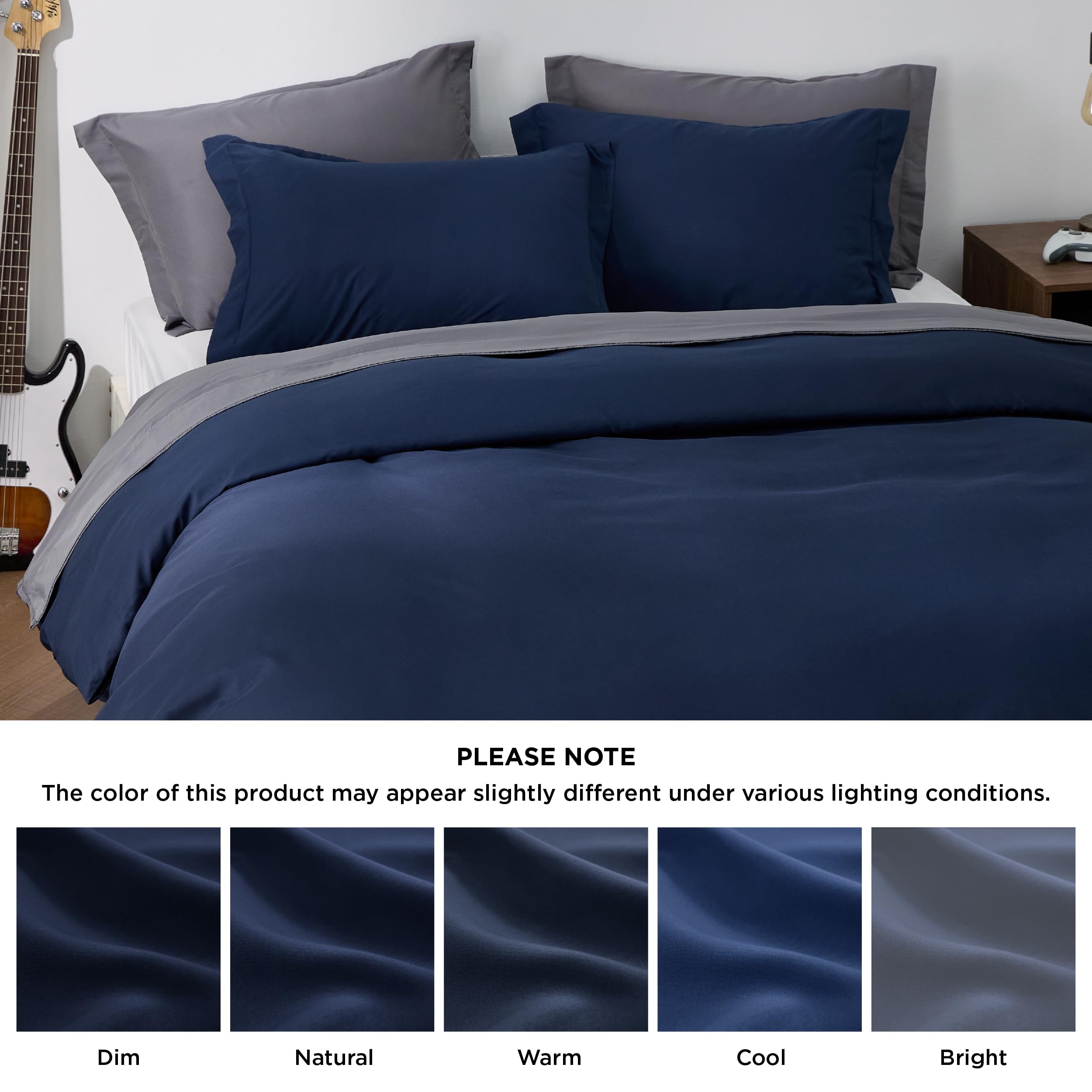 Foto 6 | Funda de Edredón Bedsure Doble Cepillada Queen Size Azul Marino - Venta Internacional