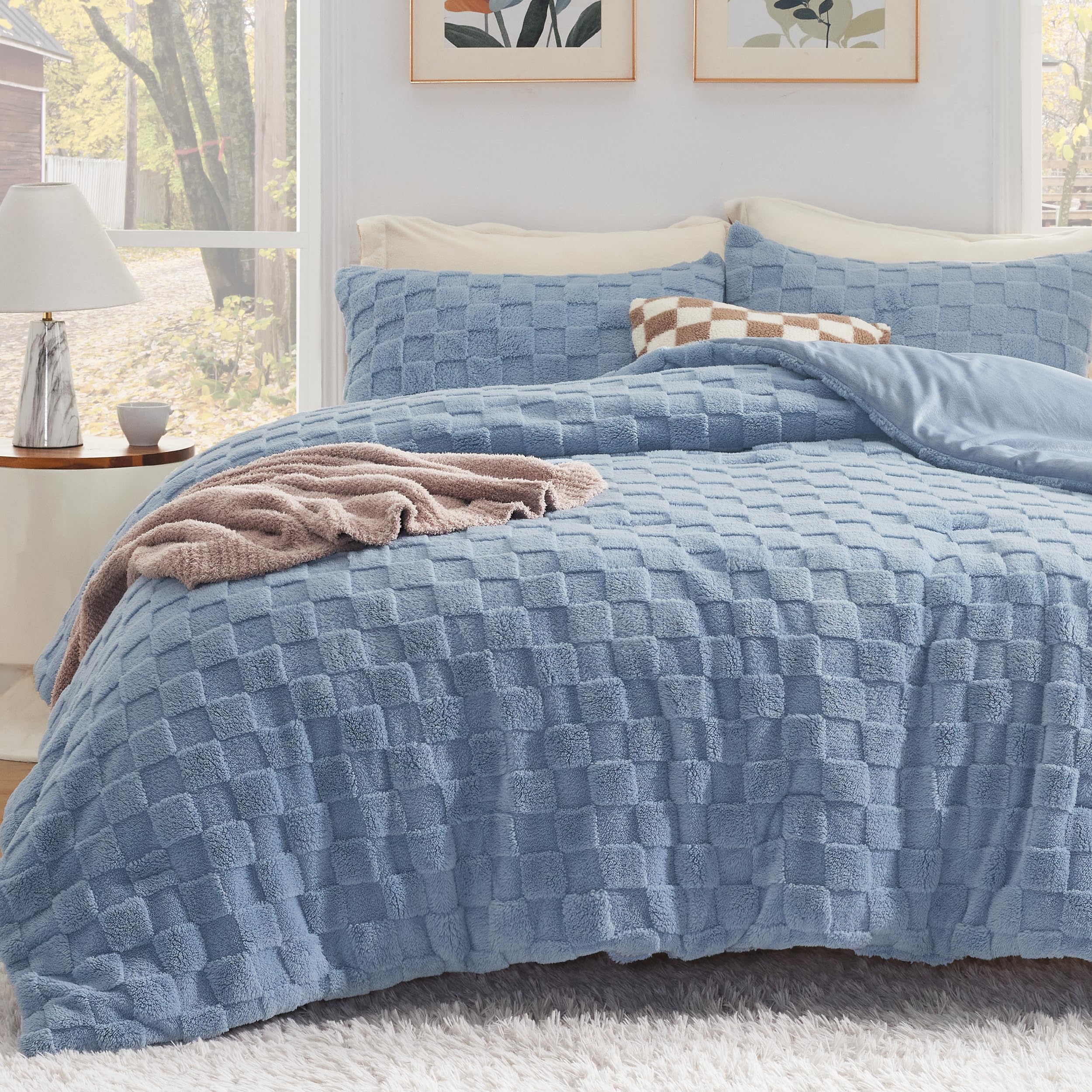 Foto 2 pulgar | Juego de Edredón Bedsure Fluffy King Size Ashley Blue Plush - Venta Internacional