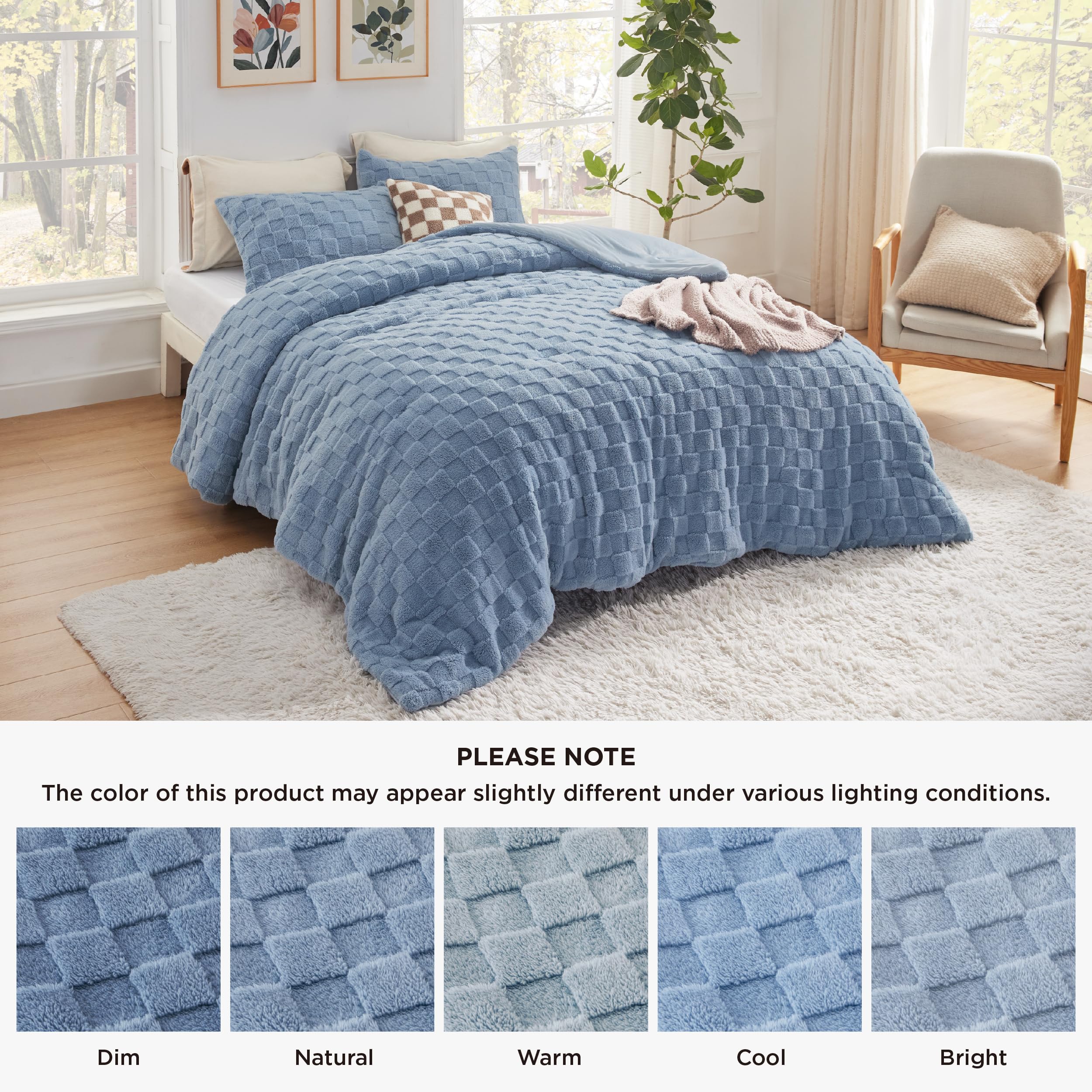 Foto 6 pulgar | Juego de Edredón Bedsure Fluffy King Size Ashley Blue Plush - Venta Internacional