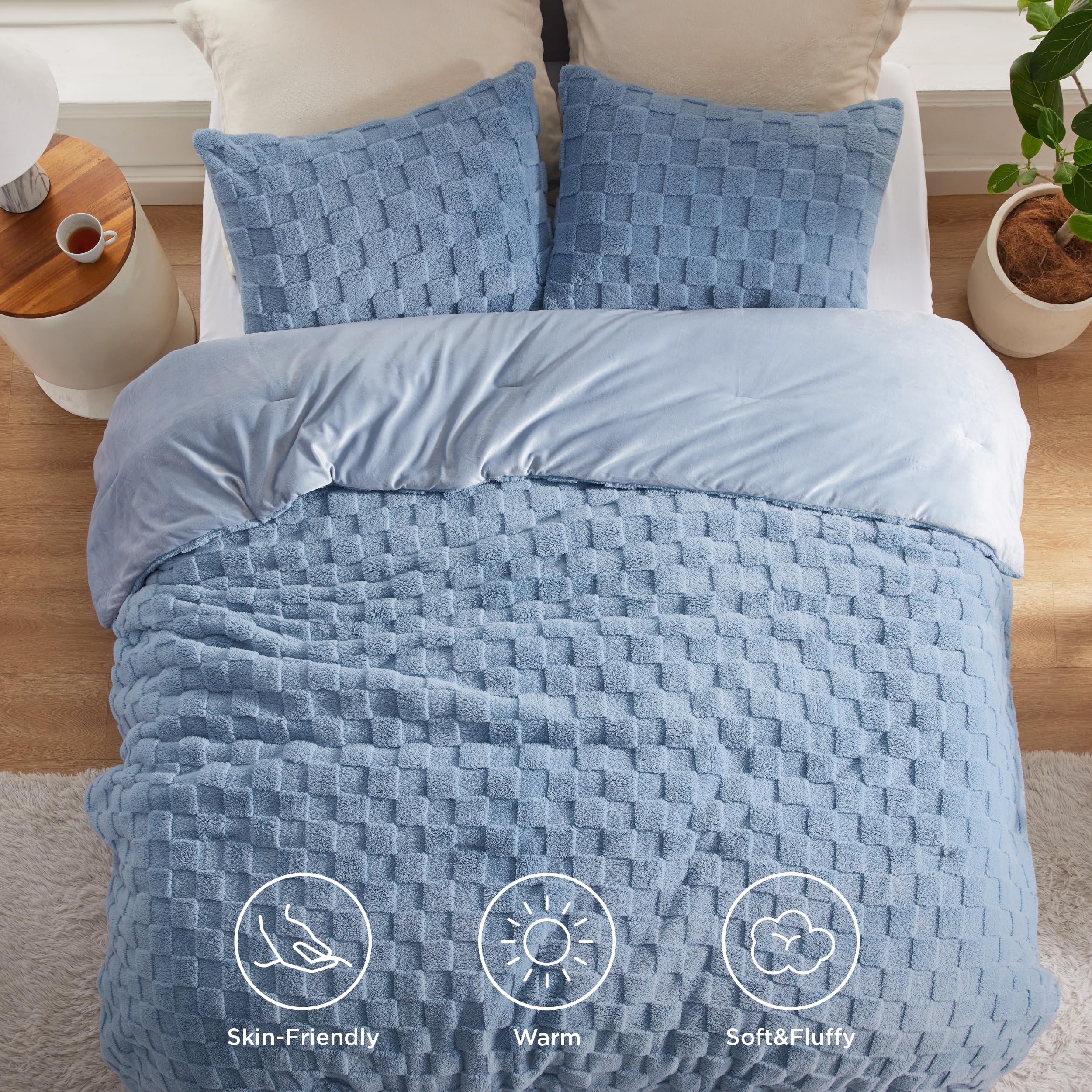 Foto 7 pulgar | Juego de Edredón Bedsure Fluffy King Size Ashley Blue Plush - Venta Internacional