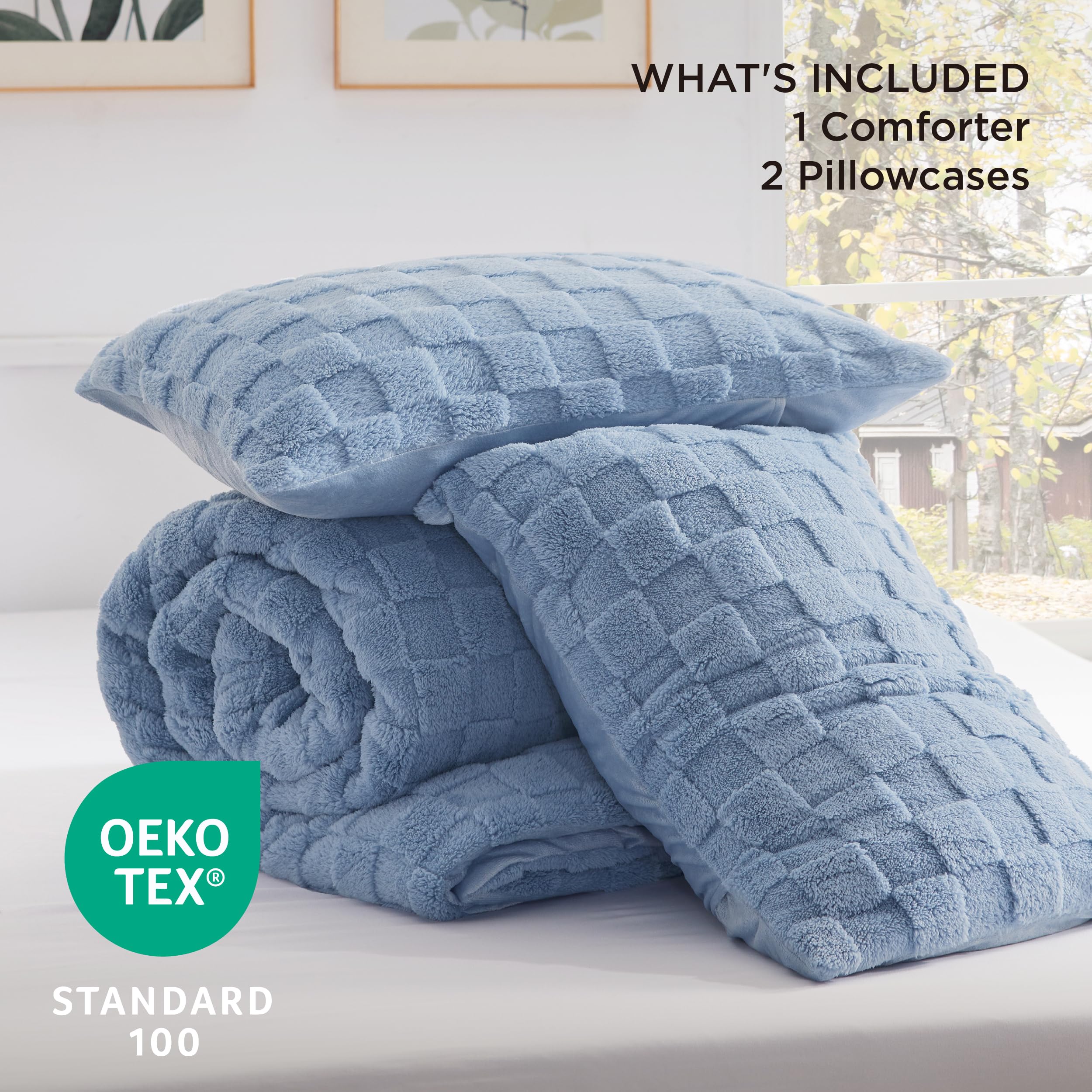 Foto 7 | Juego de Edredón Bedsure Fluffy King Size Ashley Blue Plush - Venta Internacional