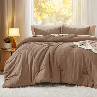 Foto 2 | Juego de Edredón Bedsure King Size Marrón Prelavado 3 Piezas - Venta Internacional