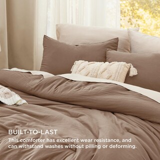 Foto 3 | Juego de Edredón Bedsure King Size Marrón Prelavado 3 Piezas - Venta Internacional