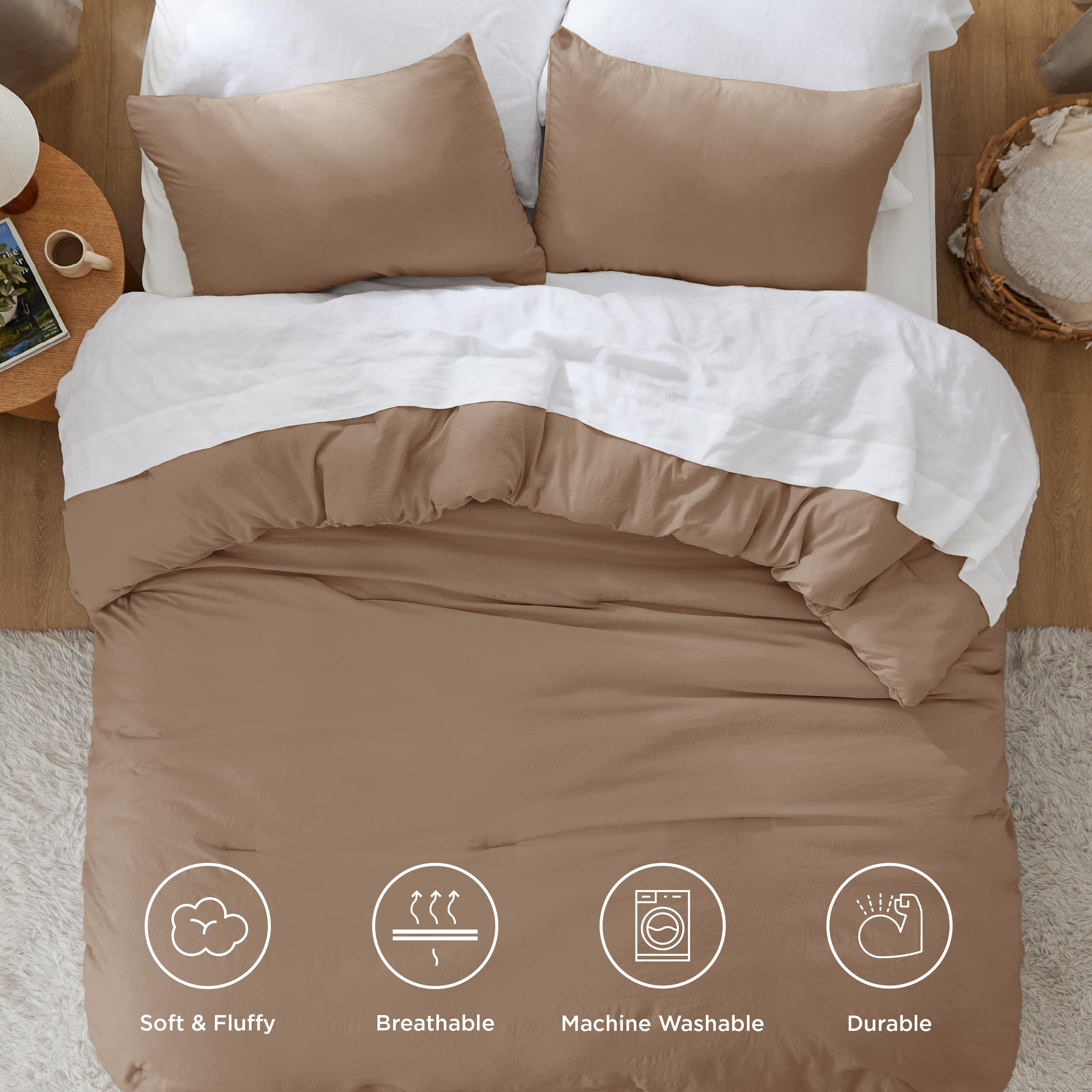 Foto 5 pulgar | Juego de Edredón Bedsure King Size Marrón Prelavado 3 Piezas - Venta Internacional