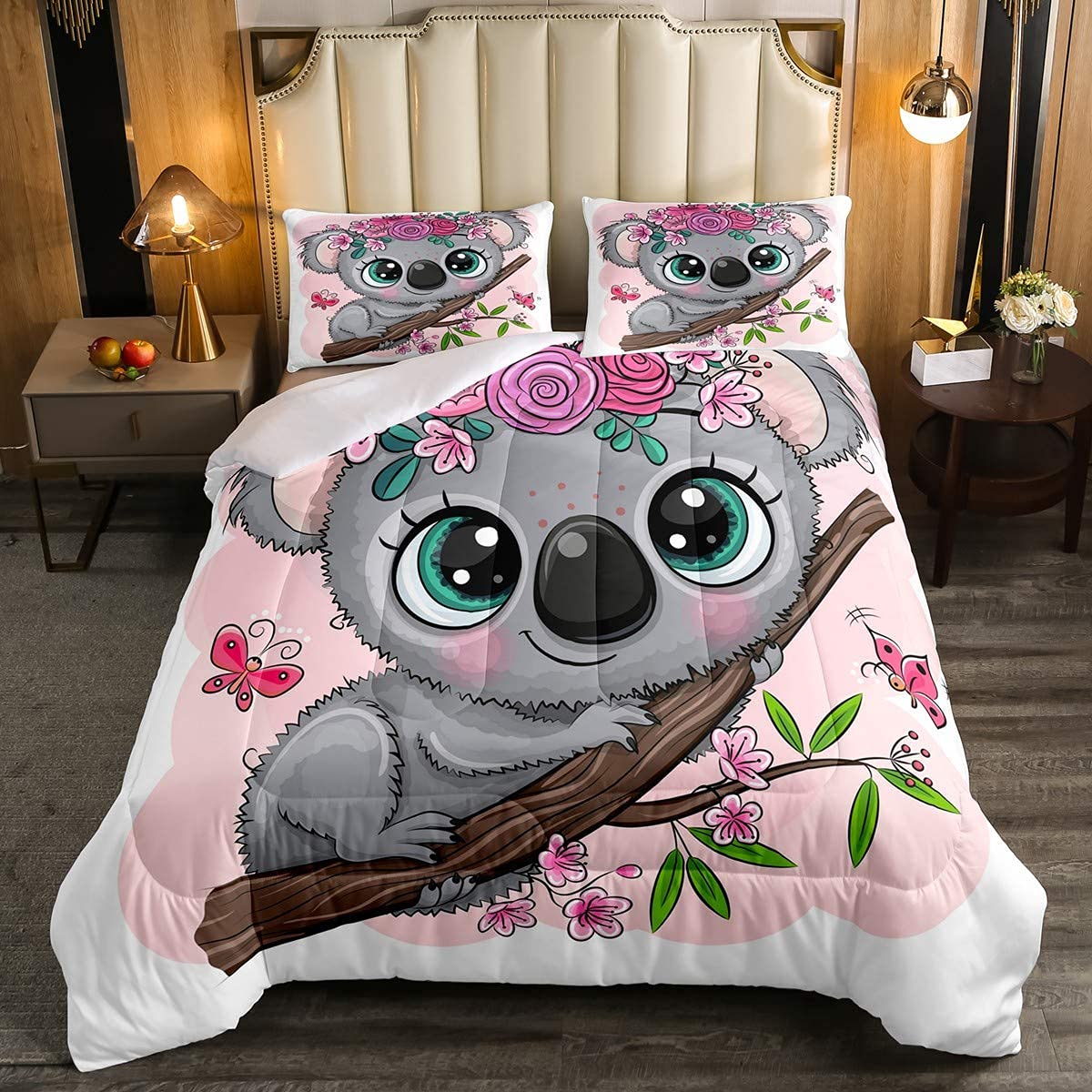 Set de Edredón Erosebridal Cartoon Koala Individual con Funda de Almohada - Venta Internacional