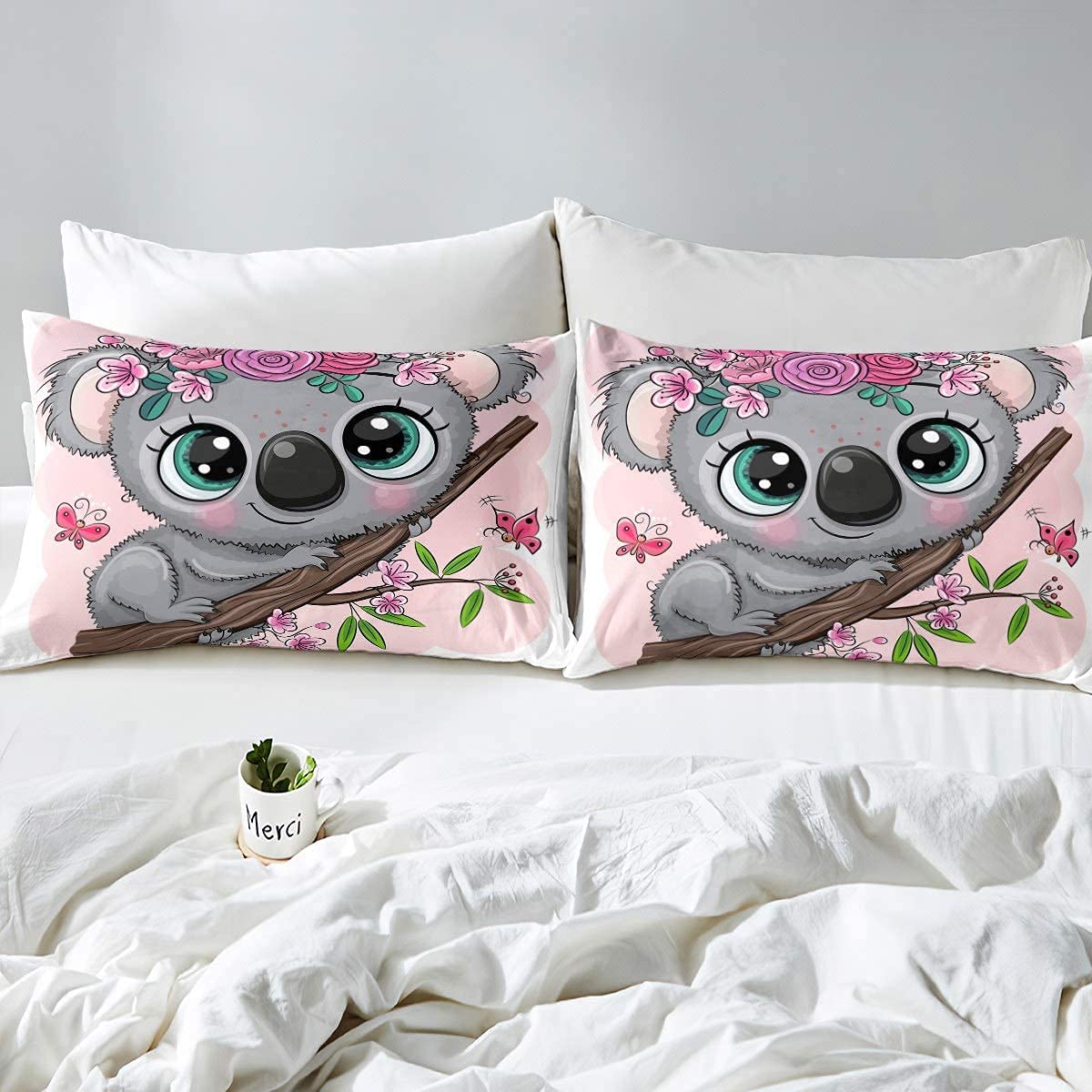 Foto 5 pulgar | Set de Edredón Erosebridal Cartoon Koala Individual con Funda de Almohada - Venta Internacional