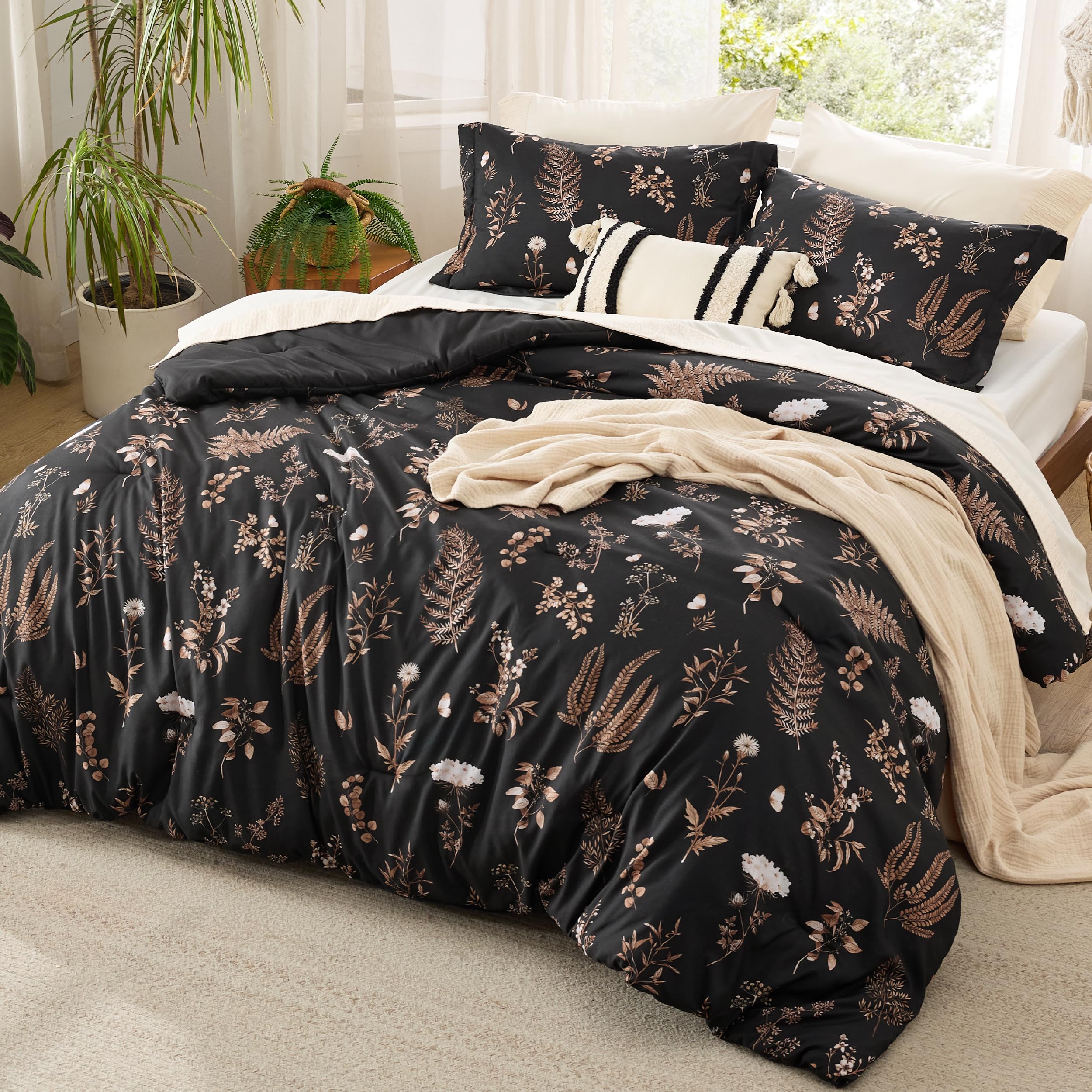 Foto 3 pulgar | Edredón Bedsure Floral Queen Size Negro - Venta Internacional