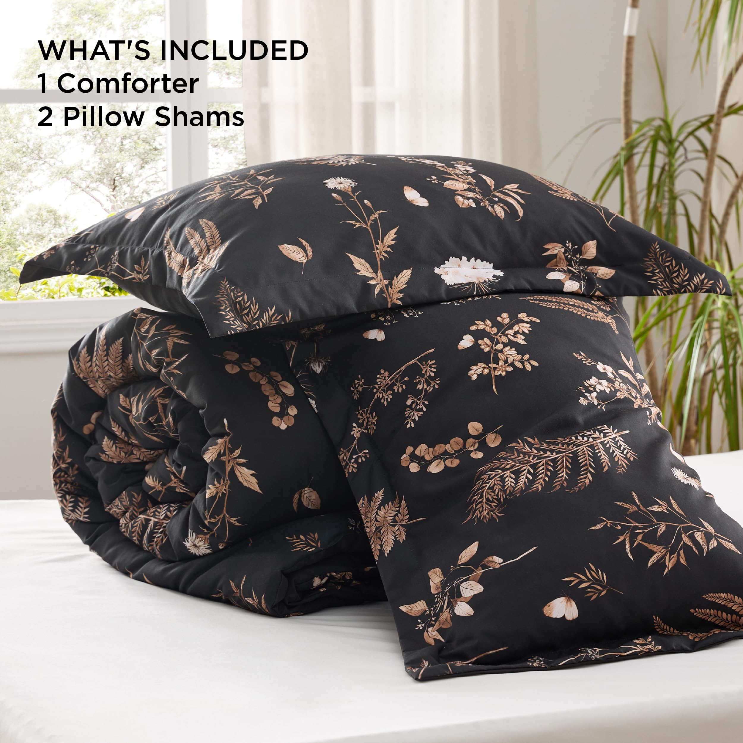 Foto 6 | Edredón Bedsure Floral Queen Size Negro - Venta Internacional
