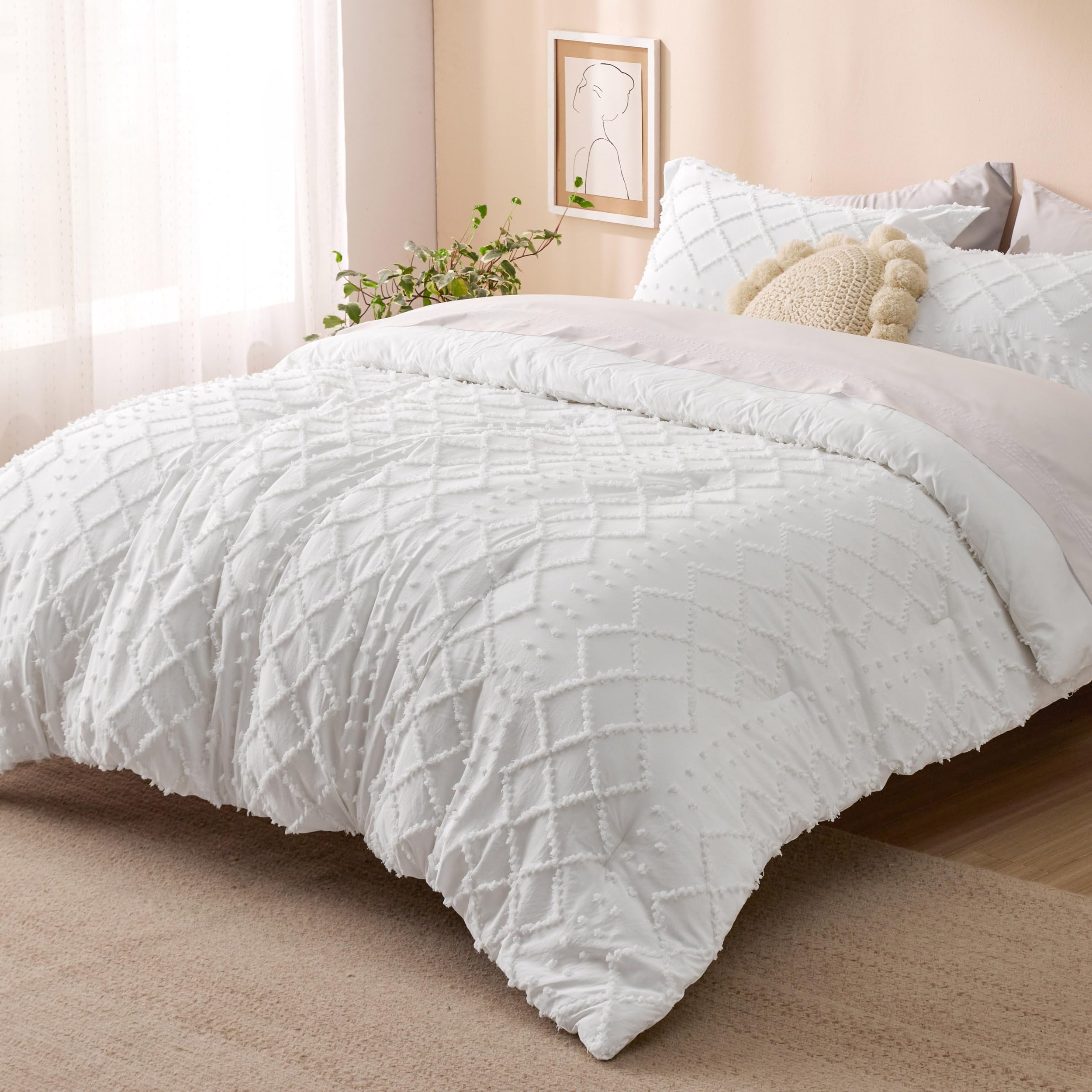 Foto 2 | Juego de Edredón Bedsure Extragrande Blanco 3 Piezas - Venta Internacional