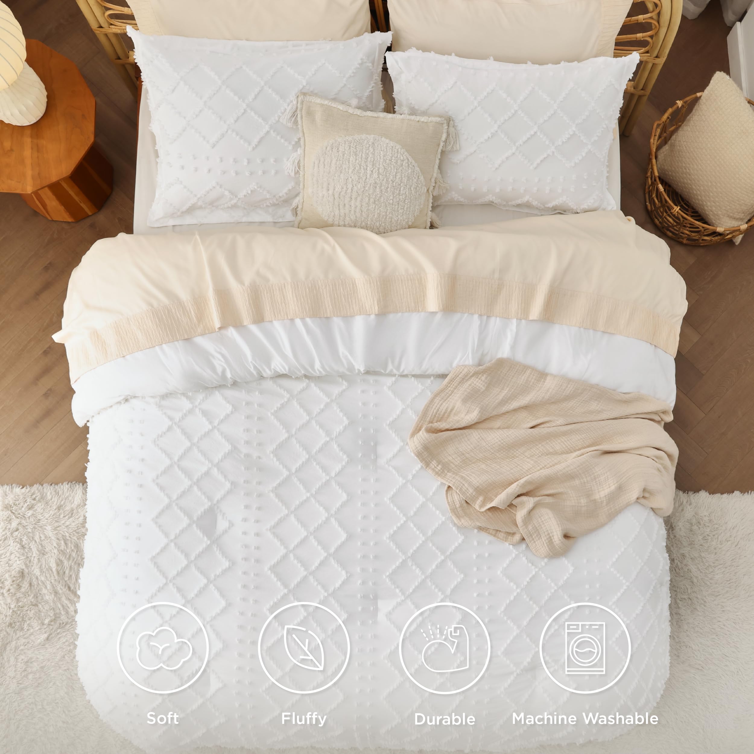 Foto 4 pulgar | Juego de Edredón Bedsure Extragrande Blanco 3 Piezas - Venta Internacional