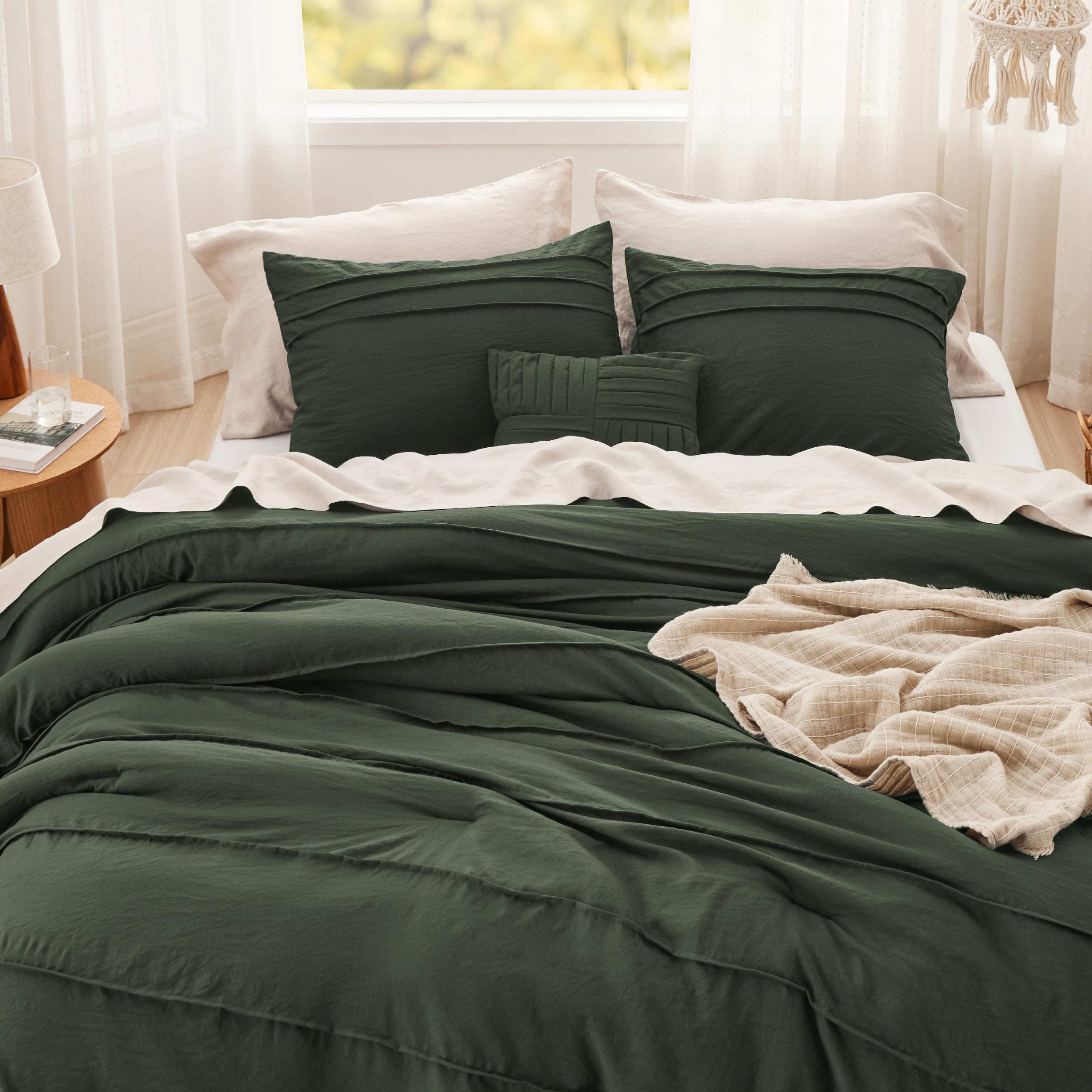 Foto 7 | Juego de Edredón Bedsure King Pinch Pleat Verde Oliva 4 Piezas - Venta Internacional