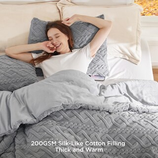 Foto 6 | Set de Edredón Bedsure Fluffy de Felpa Gris King Size - Venta Internacional