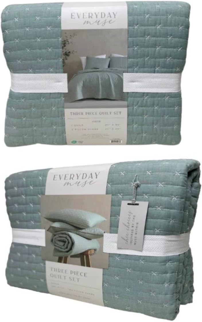 Foto 3 | B.kind & Beyond - Set Colcha Morley 3 Piezas Ligera Suave Fresca - Azul Mat/queen Size