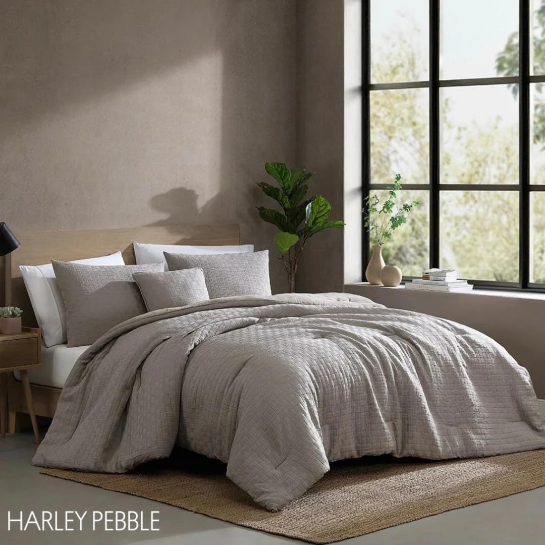 Set Edredón Harley 4 Pzas - Tela Microfibra Tacto Algodón, Extra Suave - Beige King Size
