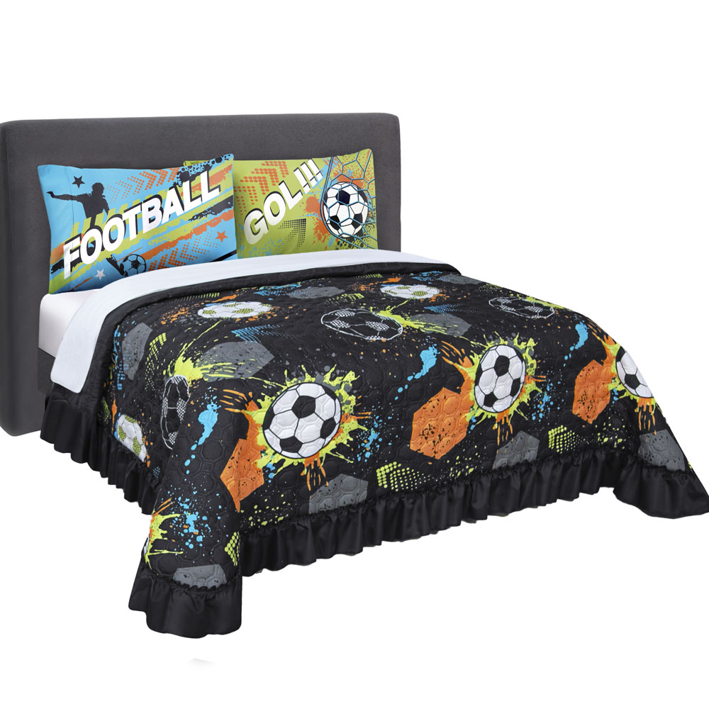 Edrecolcha Matrimonial Con Fundas De Almohada Negro Balones