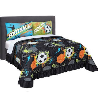 Foto 1 | Edrecolcha Matrimonial Con Fundas De Almohada Negro Balones