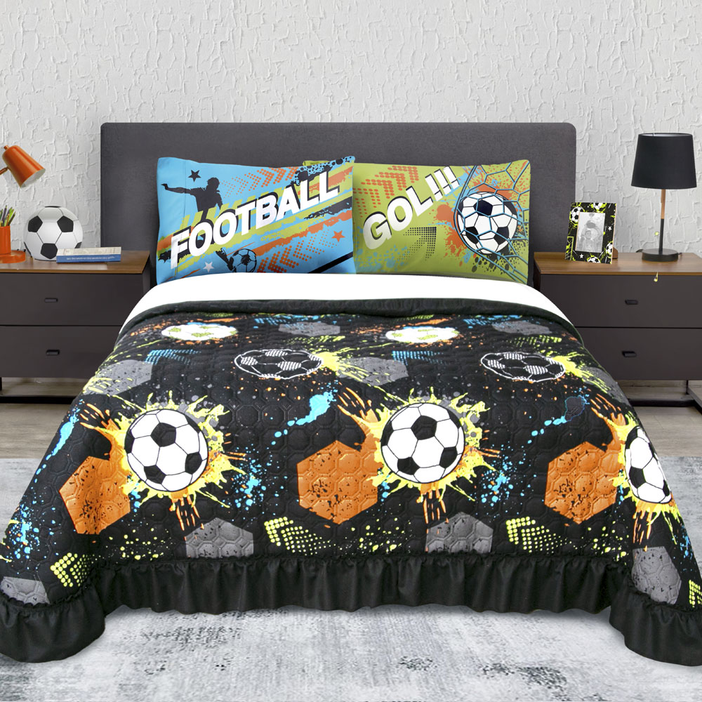 Foto 4 pulgar | Edrecolcha Matrimonial Con Fundas De Almohada Negro Balones