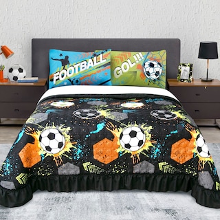 Foto 3 | Edrecolcha Matrimonial Con Fundas De Almohada Negro Balones