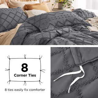 Foto 7 | Funda de Edredón Bohemio King Gris Oscuro 3 Piezas- Venta Internacional