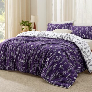 Foto 1 | Juego de Edredón Bedsure Queen Morado Floral Reversible - Venta Internacional