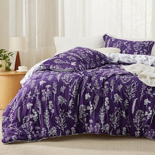 Foto 2 | Juego de Edredón Bedsure Queen Morado Floral Reversible - Venta Internacional
