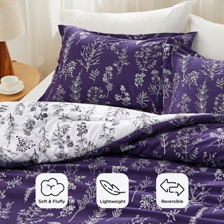 Foto 4 | Juego de Edredón Bedsure Queen Morado Floral Reversible - Venta Internacional