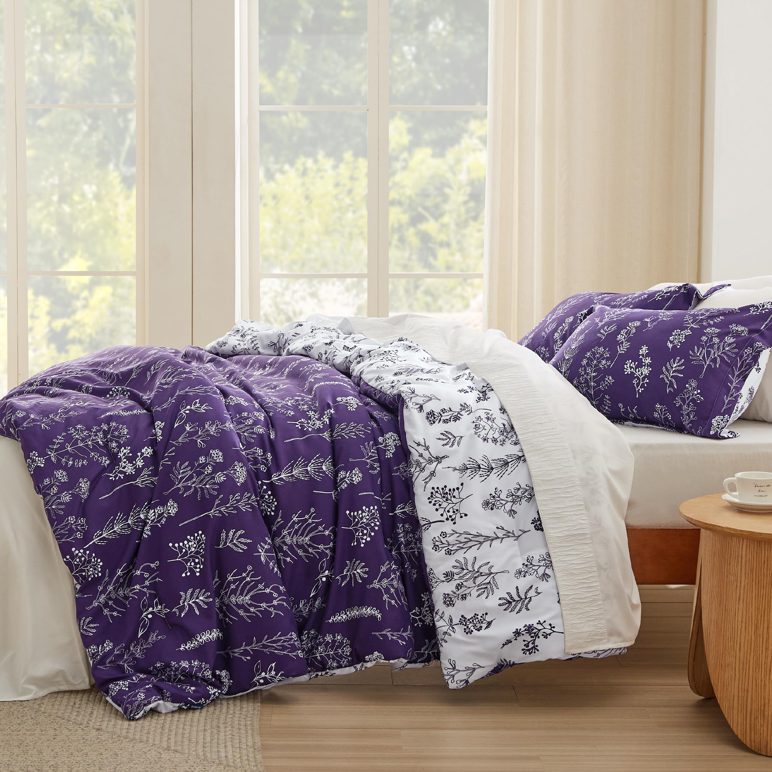 Foto 6 pulgar | Juego de Edredón Bedsure Queen Morado Floral Reversible - Venta Internacional