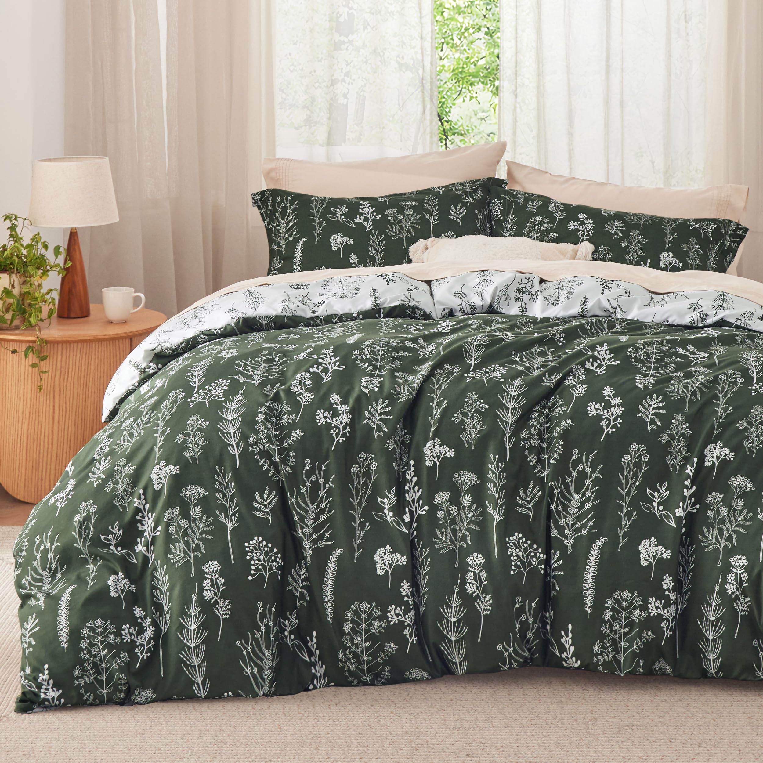 Juego de Edredón Bedsure King Verde Olivo con 2 Fundas de Almohada - Venta Internacional
