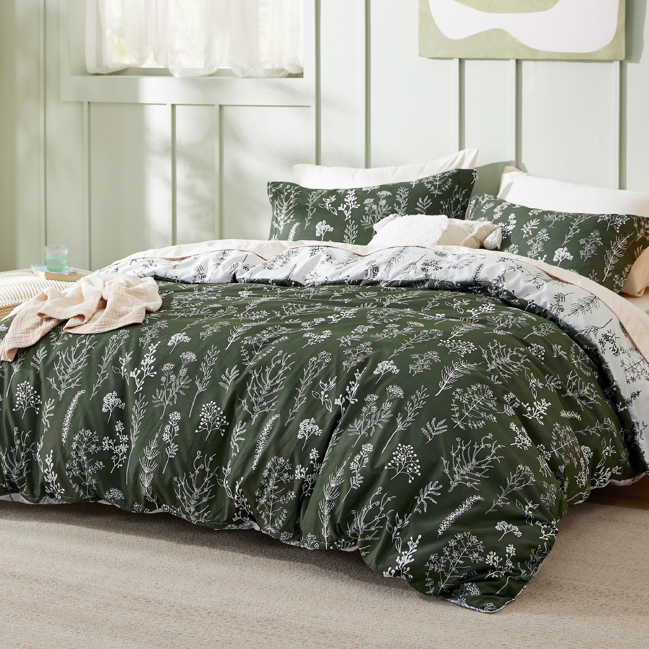 Foto 3 pulgar | Juego de Edredón Bedsure King Verde Olivo con 2 Fundas de Almohada - Venta Internacional