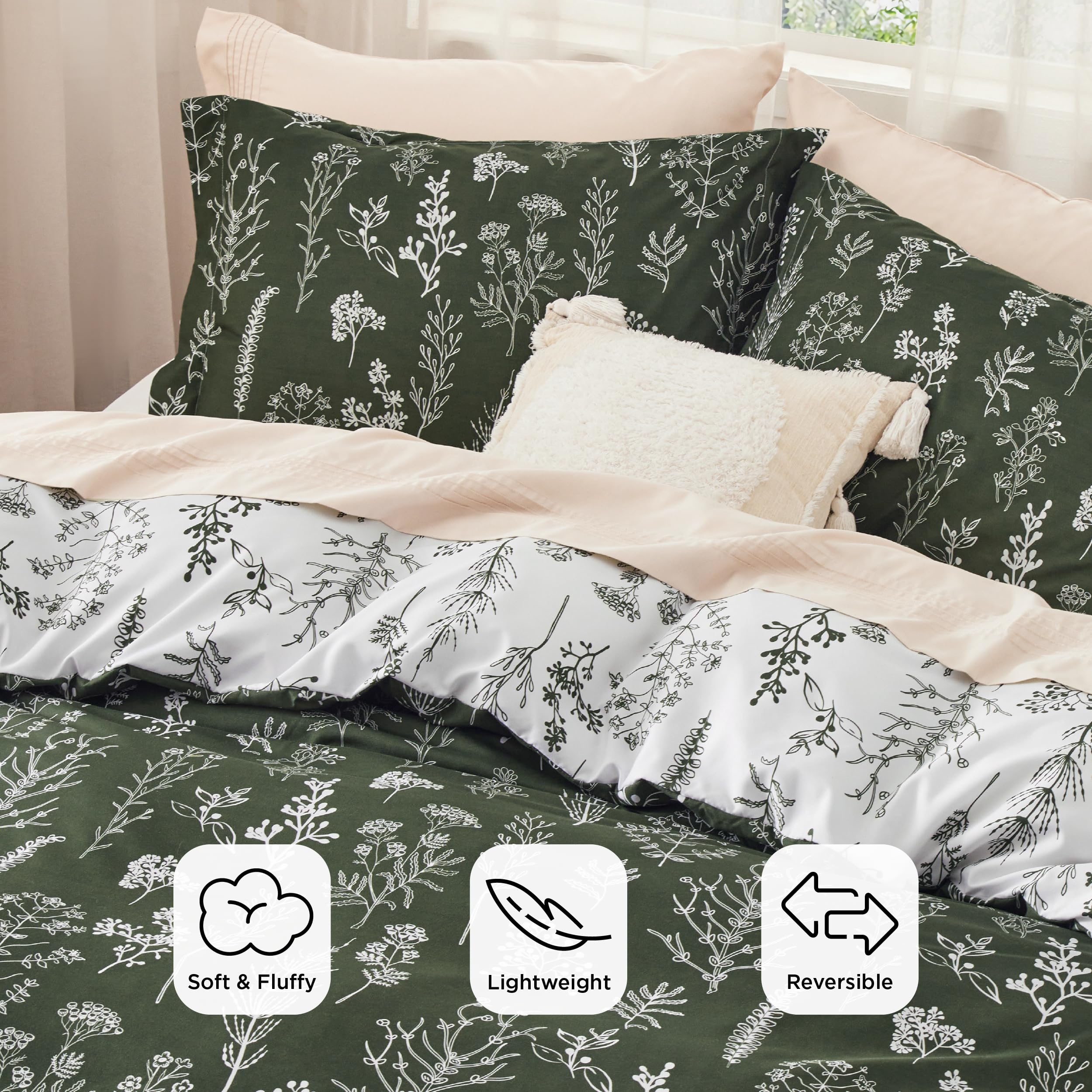 Foto 4 pulgar | Juego de Edredón Bedsure King Verde Olivo con 2 Fundas de Almohada - Venta Internacional