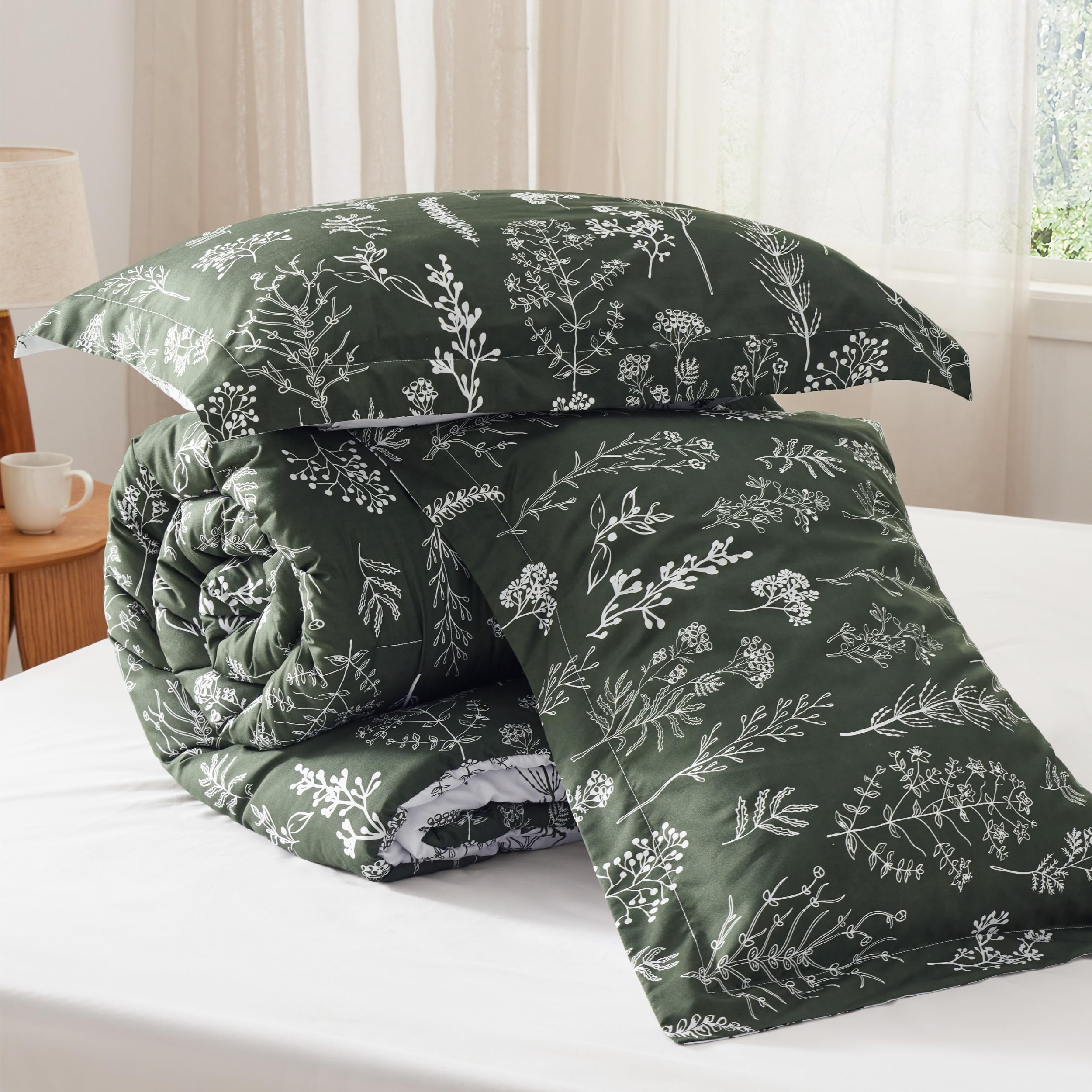Foto 8 pulgar | Juego de Edredón Bedsure King Verde Olivo con 2 Fundas de Almohada - Venta Internacional