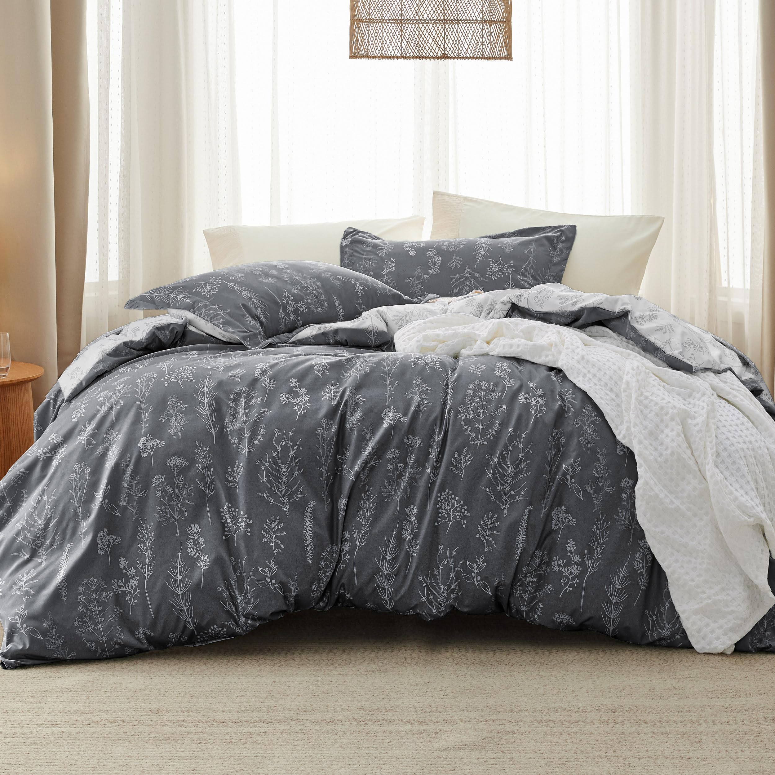 Foto 3 pulgar | Juego de Edredón Bedsure Oversize Queen Gris Oscuro 3 Piezas - Venta Internacional